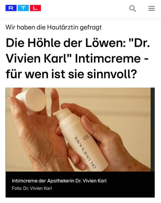 Dr. Steinkraus, RTL Online, Höhle der Löwen Dr. Vivien Karl Intimcreme