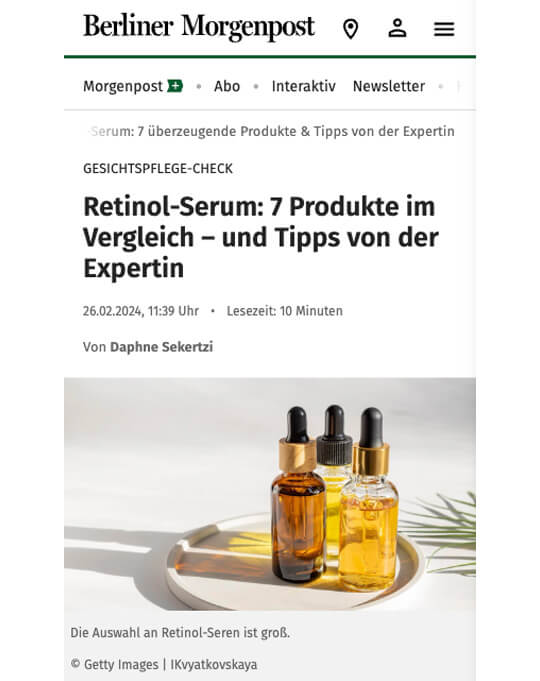 Dr. Susanne Steinkraus, Berliner Morgenpost, Retinol-Seren