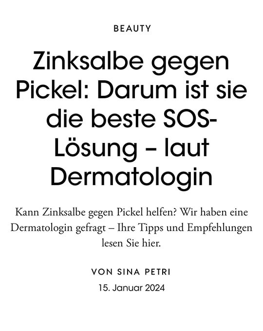 Dr. Steinkraus, Online Artikel Vogue Germany, Zinksalbe gegen Pickel