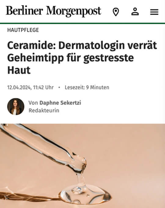 Dr. Susanne Steinkraus, Presse, Berliner Morgenpost, Geheimtipp Ceramide